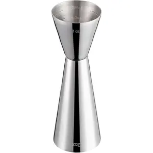 Jigger for Bartending, Double  Jigger   304  Grade Stainless Steel Jigger 2 OZ 1 OZ with Measurements Inside, Flat Edge