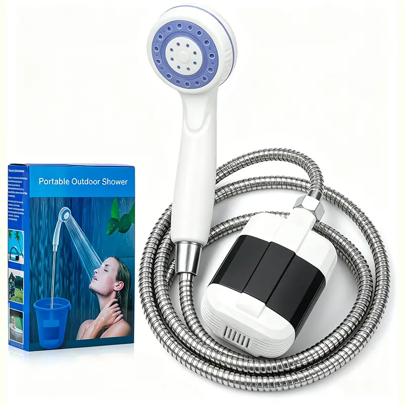 Portable high-pressure shower head with multiple water-saving modes. Suitable for bathrooms with low water pressure, outdoor bathing, camping showers, garden showers, and handheld shower heads.