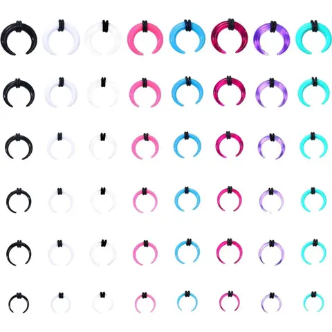 Colorful Acrylic Septum Stretching Kit, C Shape Buffalo Pincher Septum Gauge Kit, Piercing Jewelry with Black O-rings for Stretching Pierced Nose Ear Cartilage Nose Cuff, Body Piercing Jewelry, Piercings Jewelry