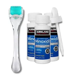 Kirkland’s 3 Month Hair Growth Supply with Derma Roller 5% Minoxidil Solution for Men's Hair Regrowth & Thickening Boost Haircare