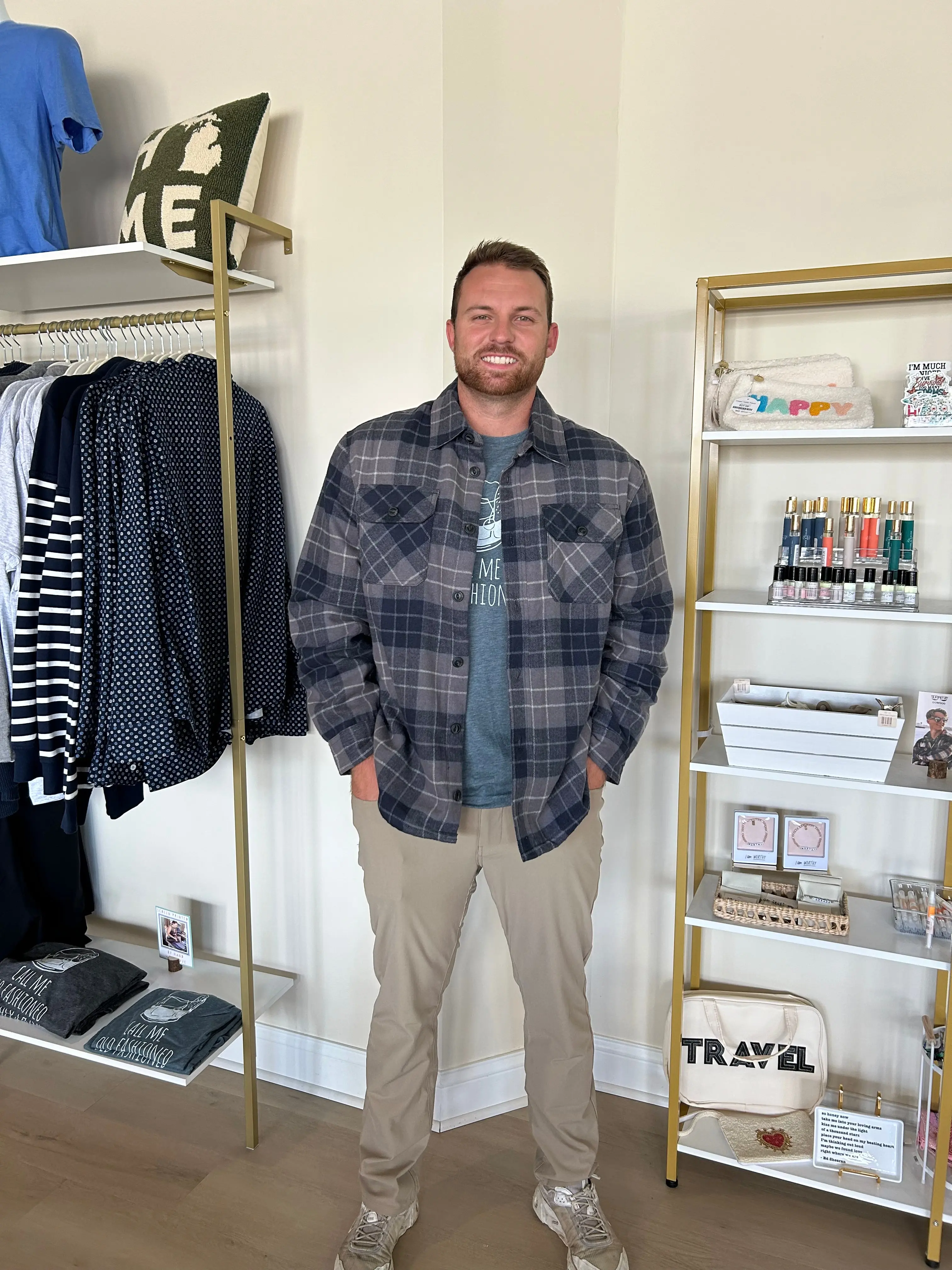 Grey and Navy Sherpa Lined Brushed Flannel