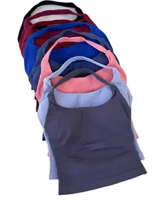 Solid-color sports collared tank top, brand-new seamless yoga backless dress, crossover halter-style top. Tight-fitting culottes with snug seamless sports top, backless tank top and gym spandex shorts sports top, suitable for yoga, gym,