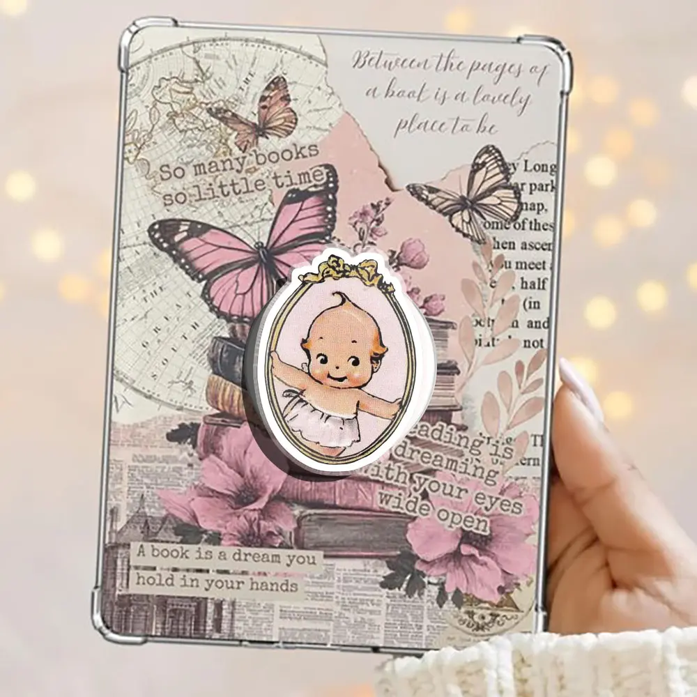 Vintage Kewpie Baby Ballet Cherub In The Mirror Coquette Kindle Grip MagSafe Phone Grip Cute Phone Holder, Kawaii Style Grip, Gift for Phone or Kindle Lovers Magnetic Pop Socket Phone Grip Phone Grip Kindle Grip Popsocket