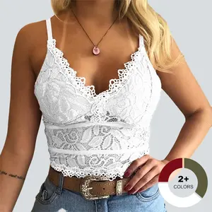 Imily Bela Women's Soft Lace Crochet Spaghetti Strap Cami Crop Top Camisole for Everyday Wear Fashionable & Comfortable Casual Wear - Womenswear