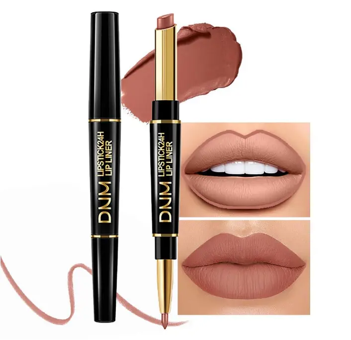 Kaely 2-in-1 Nude Brown Lip Liner & Lipstick Set Kit for Women, Matte Lips Kit with Lip Liner Lip Stains Long Lasting Waterproof 24 Hour Lipstick and Lip Liners Combo Lipliners Pencil Set 12