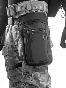 Men's Solid Detachable Strap Waist Thigh Bag, Multifunctional Waterproof Zipper Design Sports Bag, Summer Bags, Outdoor Sports Bag for Men, Fall Outfits, Fallfreshness, Tactical Pack, Waist Belt Bag