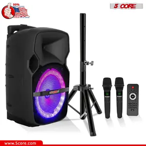 5Core 10 Inch PA Portable Bluetooth Party Speaker Karaoke Boombox + 2 Wireless Mics Does not apply
