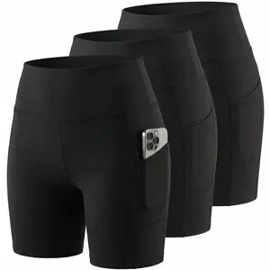 3 Pack Biker Shorts with Pockets Women,5"/8" Soft High Waist Tummy Control Yoga Workout Athletic Running volleyball spandex