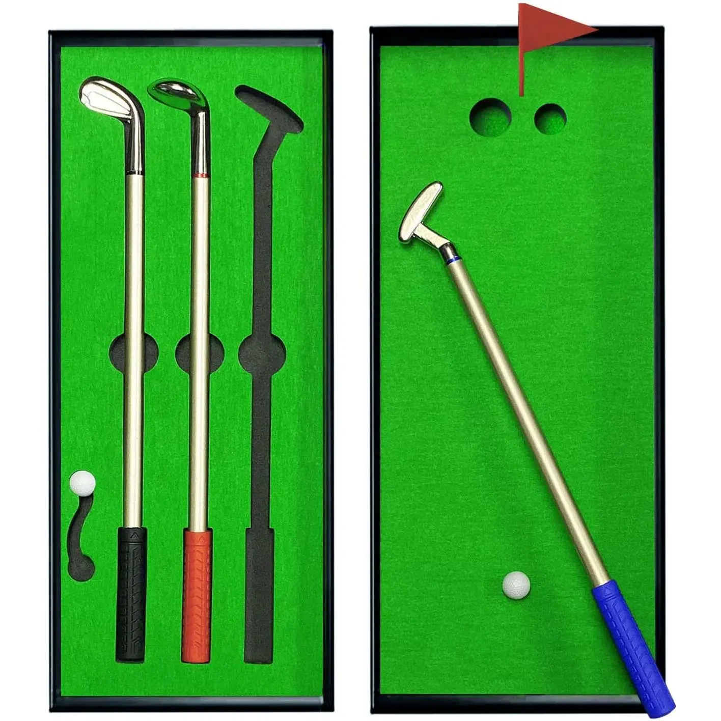 Zinc Mini Desktop Putting Green Game & Golf Pen Set - Foam Unisex Mini Golf Toy, Office Desk Decor, Christmas/Thanksgiving/Birthdays Gifts for Adults, Him