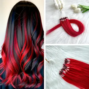 2025 Fashion Wholesale 12" & 16" Purple/Red/Blue Ombre Human Hair Extensions with Micro Loop Closure - Invisible Real Hair Additions for Women, All Ethnicities, Parties & Special Events