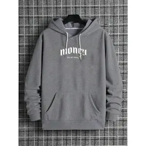 Manfinity EMRG Men's Angel & Letter Printed Hooded Casual Sweatshirt
