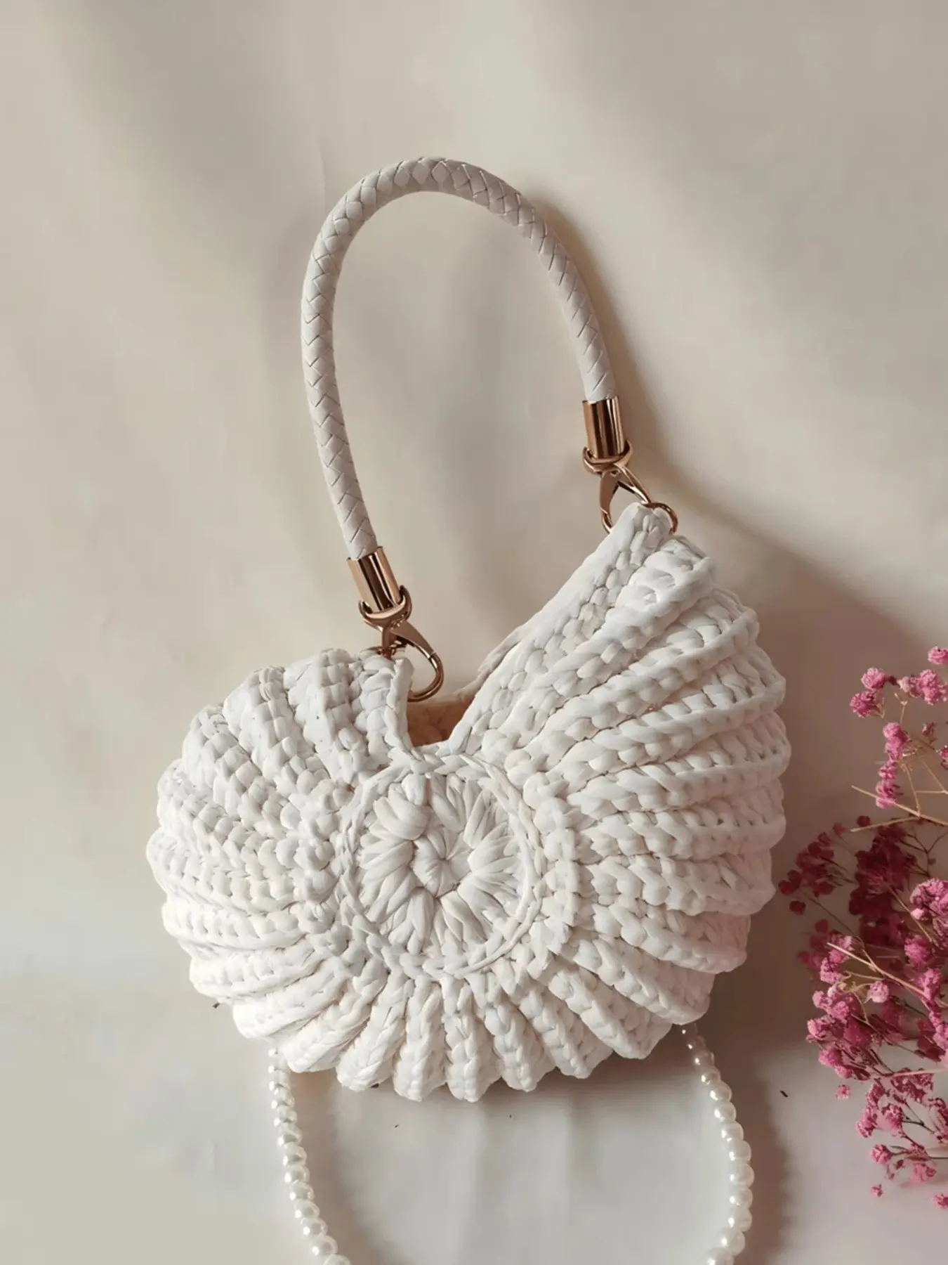 Hand-crocheted crescent shoulder bag, niche design woven handbag, Aesthetic handbag, simple exquisite and versatile shoulder bag, suitable for daily commuting, shopping and dating. Handbag, Sling Bag, Crossbody Purses, Shoulder Purse