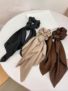 Solid Color Scrunchie Scaf, Casual Simple Hair Tie for Women & Girls, Minimalist Headwear Suitable for Thick Hair, Fashion Hair Accessories for Party, Daily Clothing Decor, Elastic Hair Accessory