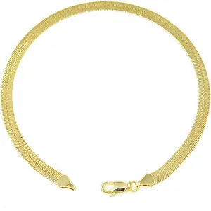 Electroplated Anklet for Women, 9-12 Inch Sizes, Figaro, Cun, Mariner, Herringbone Design -
