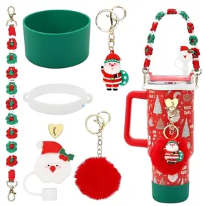 Coffee Cup Accessories Set, 6 Counts/set Including Water Bottle Handle Strap, Silicone Cup Boot, Handle Charms for 40 & 30oz Tumbler Mug