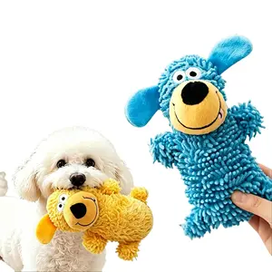 2-Pack Squeak Plush Dog Toys, Plush Fabric Squeaky Mop Chew Teething Toy for Small-Medium Dogs & Puppies, Interactive, Anxiety & Boredom Relief, Teeth Cleaning Aid, Squeak Plush Toys
