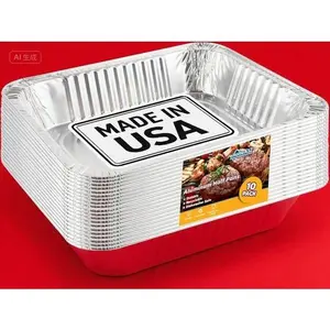 Heavy Duty Disposable Foil Pans – 9x13 Aluminum Baking Pans, Eco-Friendly & Recyclable – Half Size Pans for BBQ, Parties & Catering – Durable, Lightweight (10 Pack) – Made in USA