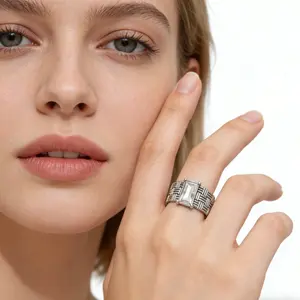 5Pcs Random Elegant Floral Imitation Pearl Ring Set, Zinc Alloy Wide Band Women's Rings, Statement Multi Ring, All- Season