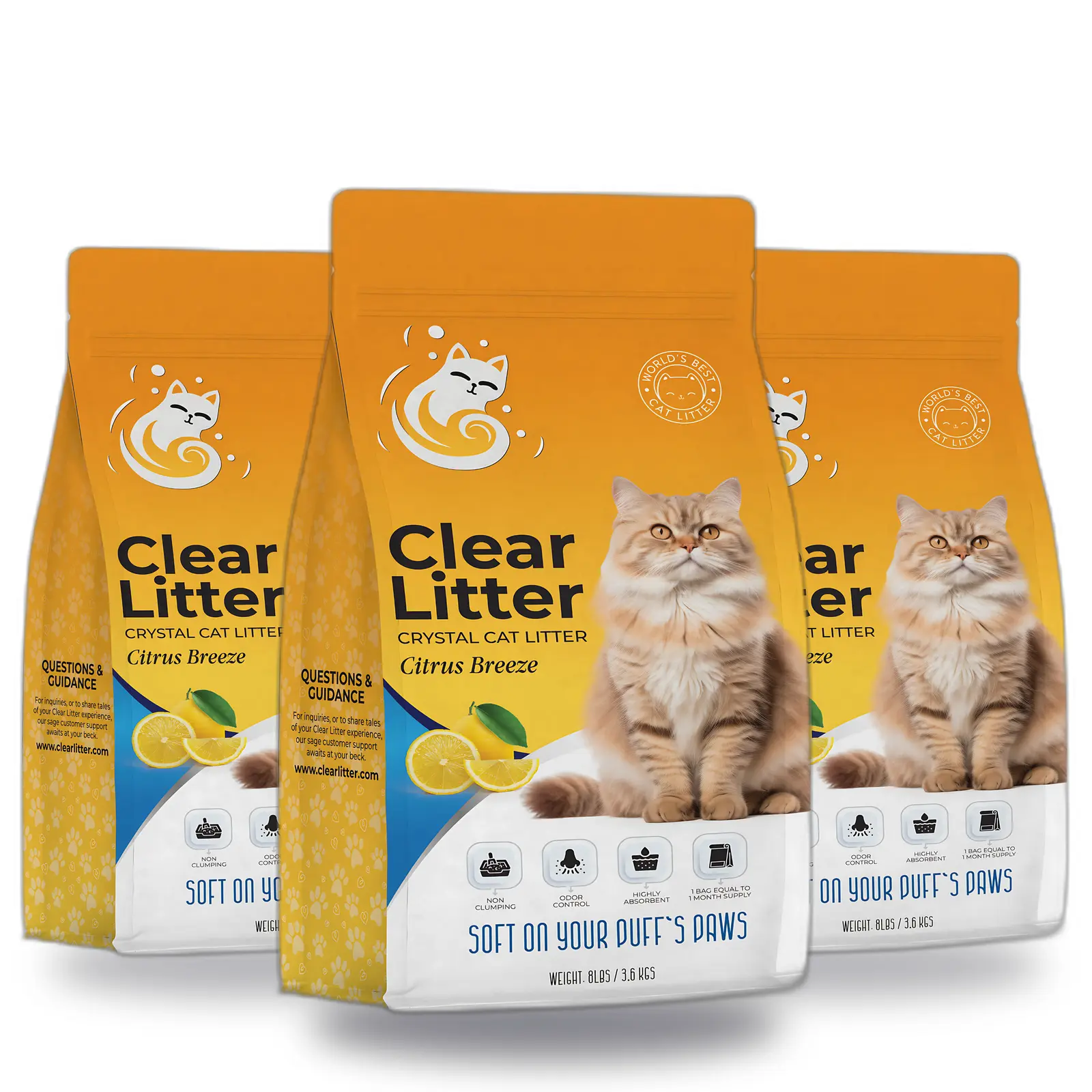 Clear Litter Variety 3-Pack Crystal Cat Litter (3-Month Supply) — Fresh, Citrus & Lavender, Odor Control Dust-Free Silica Gel, 3 x 8 lb Bags (24 lb Total)