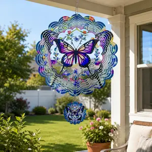 Wind Spinner 12 inch 3D Windmill for Garden Decor with Symbolic Animal Motifs and 3D Ribbon Effect for Balconies Patios and Yards( Battery NOT Included)