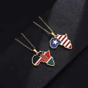 stainless steel Africa map pendants necklace Nigeria Ghana Somalia hanging map pendant jewelry Designer Map Necklace