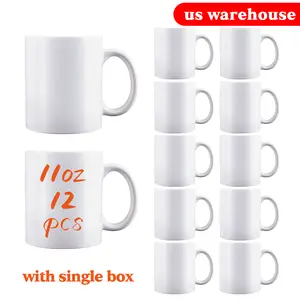 12 Pack Sublimation Blanks 11 Oz Ceramic Mugs Coffee Mugs White Box Package Bulk Drinkware Tumbler Washable Reusable Coffee Mugs For DIY Gifts Reuse