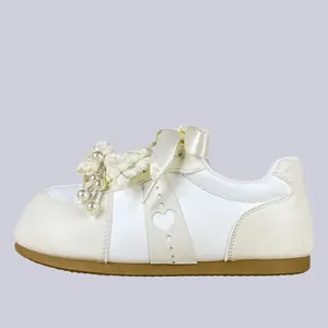 Romantic Pearl Ribbon Dream Casual Sneakers – Women’s