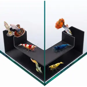 5" Dual-Entrance Aquarium Underground Tunnel Fish Tank Cave with Clear Viewing Window, ABS Shrimp Hideout, Substrate Buried Decor for Betta, Loaches, Corydoras, Black