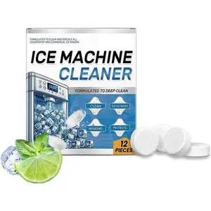 Detergent Ice Maker Cleaner, Suitable for Ice Maker, Containing 12 Pieces of Cleaning Plate, Nickel Safe for Table Top Detergent, Helps Remove Hard Water Dirt and Make Ice Cube Taste Fresh