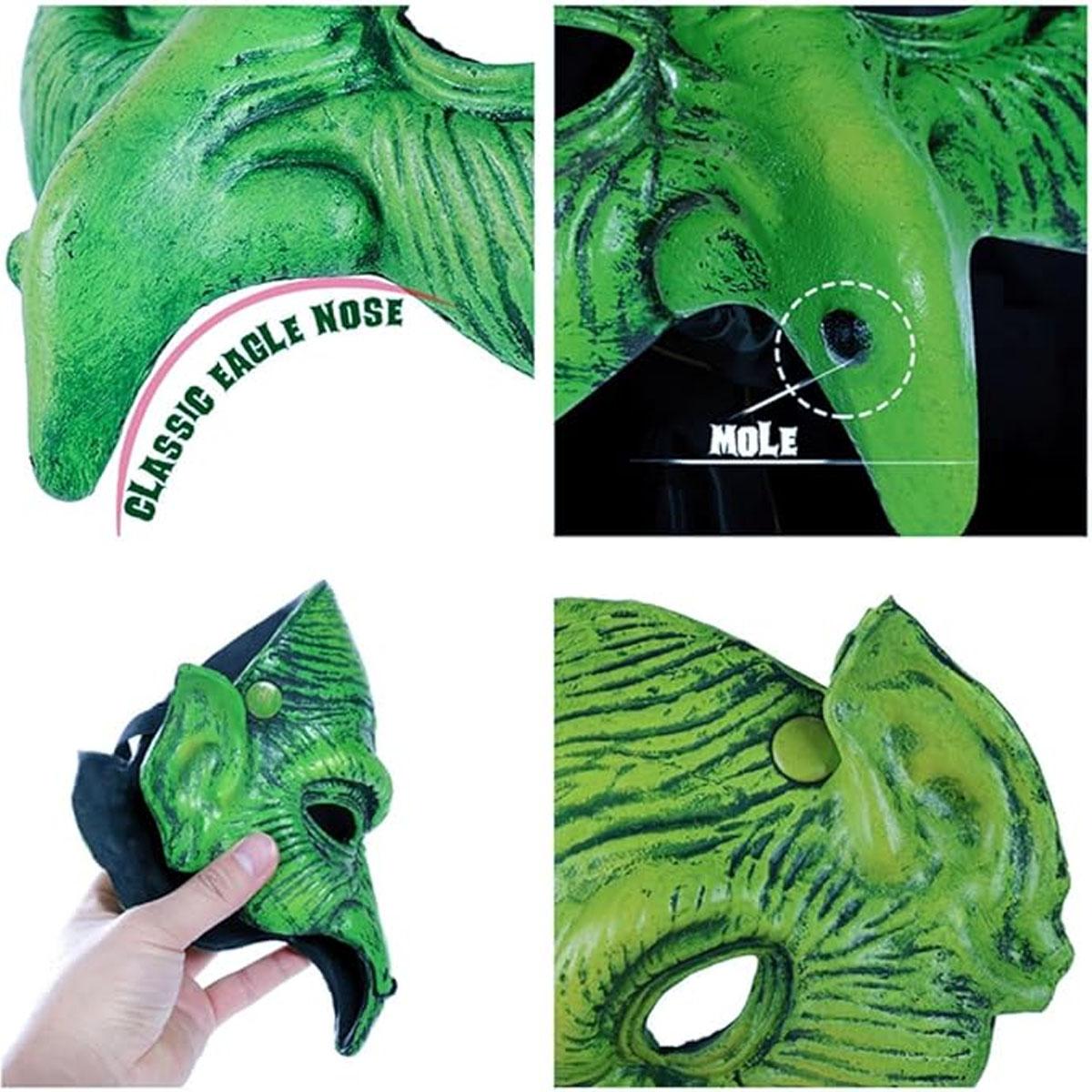 green goblin mask,Horror Green Witch Mask, realistic pleated texture and pointed ear design, suitable for cosplayers with Halloween horror themes, haunted house carnival prank props, movie night role-playing theme party decoration accessories green goblin mask,Horror Green Witch Mask, realistic pleated texture and pointed ear design, suitable for cosplayers with Halloween horror themes, haunted house carnival prank props, movie night role-playing theme party decoration accessories