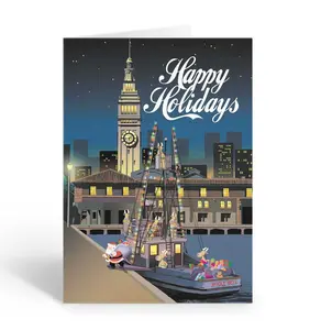 Stonehouse Collection | Sanfrancisco Harbor Clock Christmas Cards | Bay Area Christmas Cards | 12 Christmas Cards & Envelopes (Showtime)