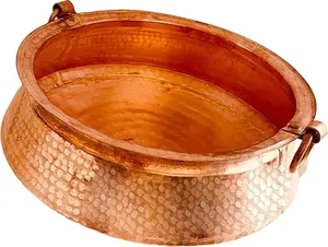 Handcarved Pure Copper Nepali Khadkulo with Traditional Design, Antique Copper Bowl featuring a Vintage Hammered finish for Kitchen Utensils