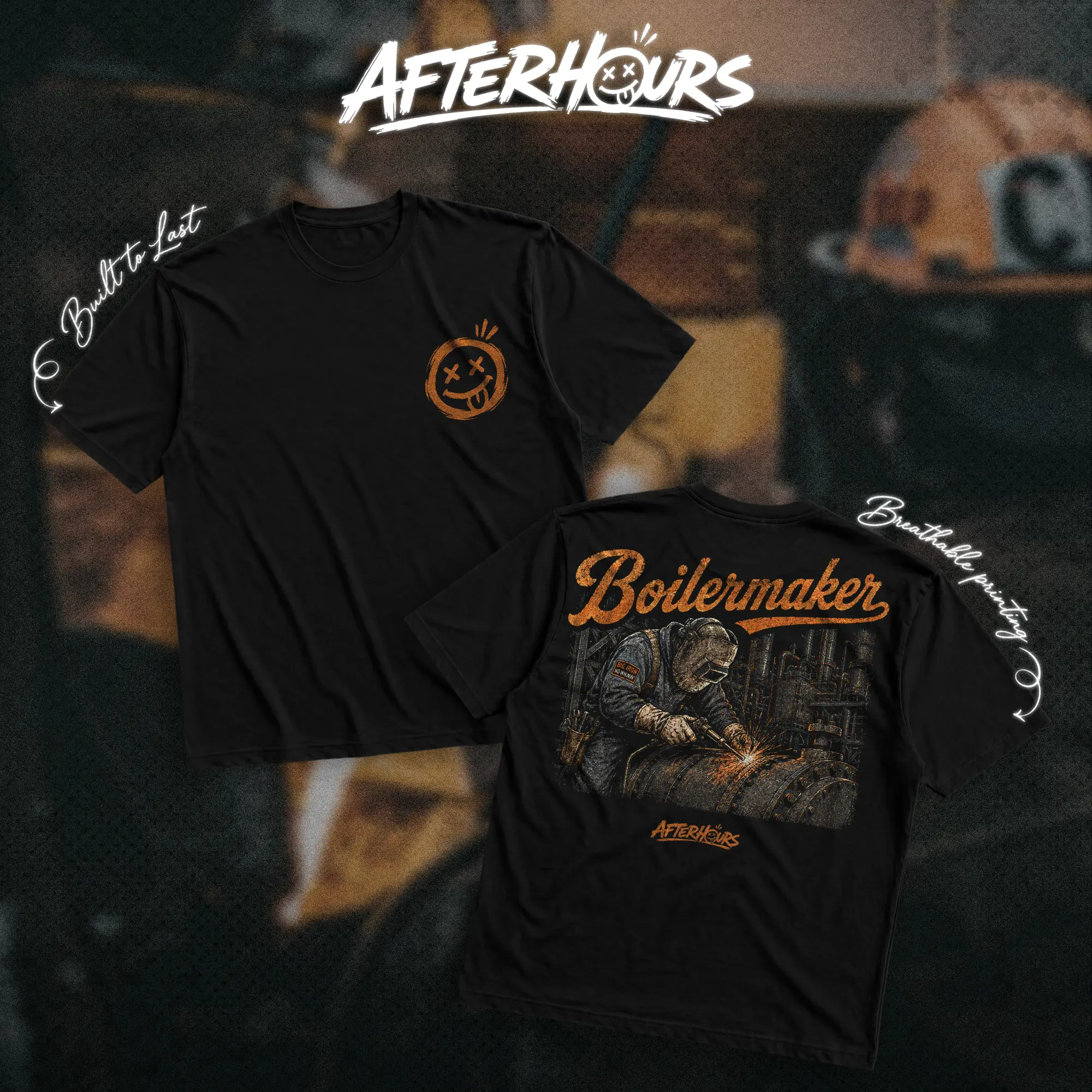 AFTERHOURS Boilermaker Heavy Cotton T-Shirt Direct-To-Garment Breathable Printing High Visibility Sarcastic Tee For Workers, Gift For Husband , Safety Workwear For Man