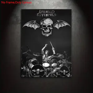 1 Piece/Set Frameless Canvas Painting Print Poster,Classic Fantasy Dark Gothic Pop Art, Deathbat Avenged Sevenfold Band,Gift for Heavy Metal Music Lovers,Gift for home, office & dorm, wall decor, Artistic, Room Wall Art