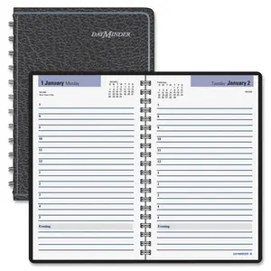 At A Glance  5 x 8 in. Daily Appointment Book, Leather - Black