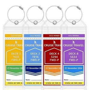 LMMAKE Premium Cruise Luggage Tag Holder for Carnival NCL Princess MSC Cruise Ship Essentials Must Haves Clear Wide Plastic Waterproof 4 Pack