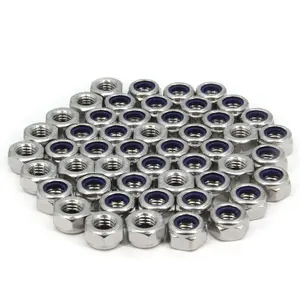 M10 x 1.5mm Pitch 304 Stainless Steel Self-Locking Hex Lock Nuts, Nylon Insert LockNuts  Metric Self Clinching Hex Lock Nuts for Hardware , 50 count/Pack (M10-50pcs)