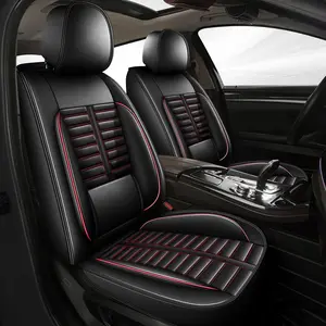 For 2011-2025 2026 Chevy Tahoe LT LS RST Full Set | with Lumbar Support | Airbag Compatible | Premium Waterproof Auto Seat Protectors (5 Seat, Black&Red)