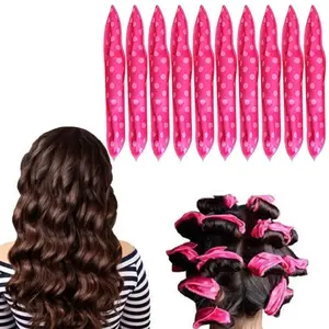 10 PCS Heatless Hair Curlers for Overnight Curls, Satin Sponge Foam Rollers to Sleep In, Soft No Heat Curlers for Long & Short Hair, Frizz-Free Hair Styling Set for Women (Pink)
