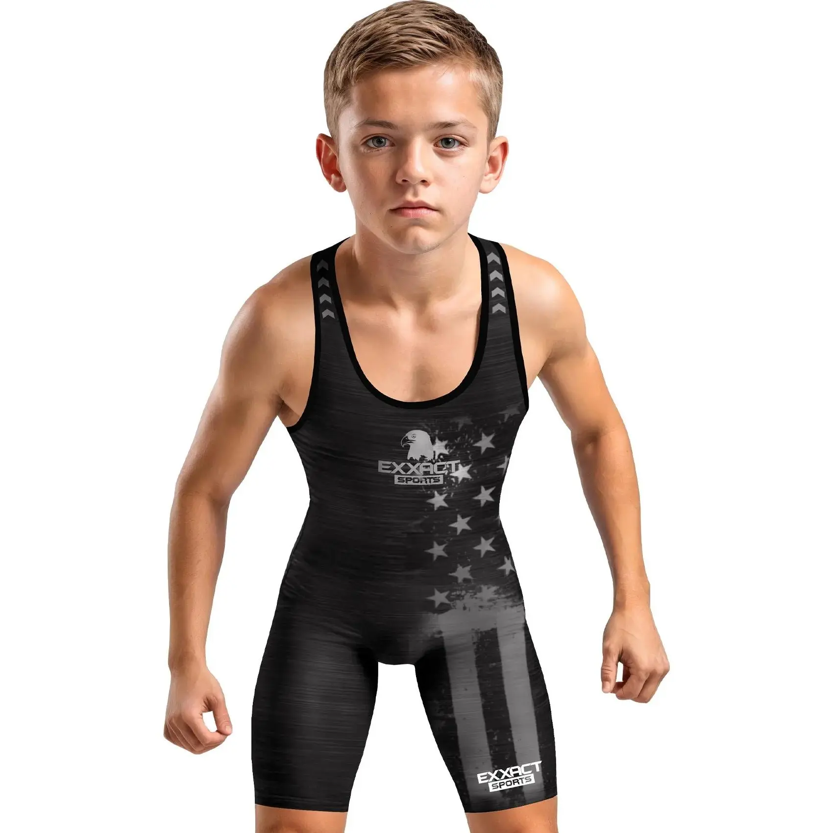 Boys Youth Patriot Wrestling Singlets (Black) Boys Youth Patriot Wrestling Singlets (Black)