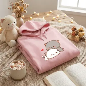 Cute Cat Graphic Hoodies for Teen Girls - Kawaii Cartoon Anime Aesthetic Hooded Sweatshirts Lightweight Pullover Tops Casual Streetwear Fashion Comfortable Cozy Sweater
