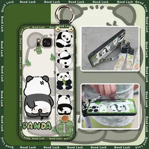 Fashion Design Lanyard Phone Case For Samsung Galaxy S8/SM-G9500 Silicone Back Cover Wristband Waterproof Wrist Strap panda Durable Phone Holder Anti-dust Dirt-resistant Soft case