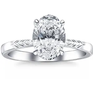 Certified 3Ct Oval Diamond Solitaire Engagement Ring 14k Gold Lab Grown