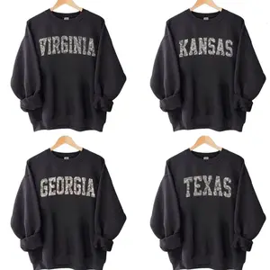 [Sale off 50%] All Teams Camo State Name Black Sweatshirt, Varsity College Camouflage Crewneck Pullover, State Team Spirit Sweater, Unisex Gift for Him and Her  LS3
