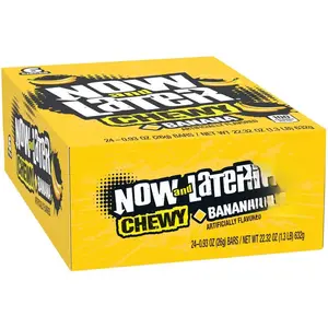 Now and Later Chewy Candy, Banana Flavor, 0.93 Ounce Bars (Pack of 24) Snack Bonbon