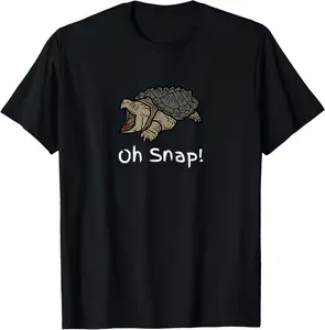 100% Cotton Oh Snap Statement, Snapping Turtle Funny Reptile Graphic T-Shirt