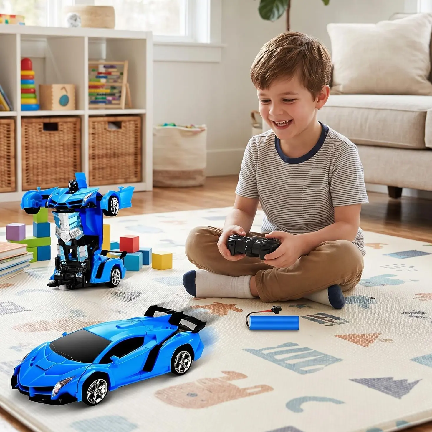 Transform Robot RC Cars, Remote Control Car, One-Button Deformation and 360 Degree Rotating Drifting, PresentBirthday Gift for Boys/Girls