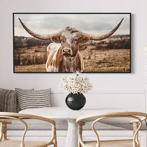 MusanaJewelry Large Panoramic Texas Longhorn Poster No Frame - Longhorn Wall Art - Ranch Decor - Southwestern Wall Decor - Western Home Decor