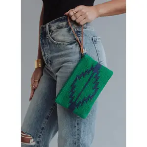 Green & Navy Western Wristlet
