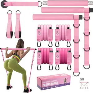 Portable Pilates Bar Set with Resistance Bands, Adjustable Fitness Stick for Yoga, Squats, Stretching, Full Body Shaping, Unisex Home Gym Equipment